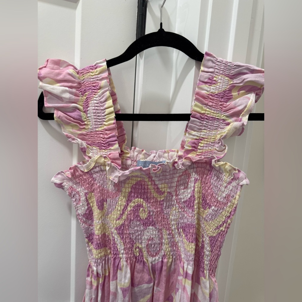 Hill House Pink and Yellow Swirled Ruffle Mini Dress - Picture 5 of 7